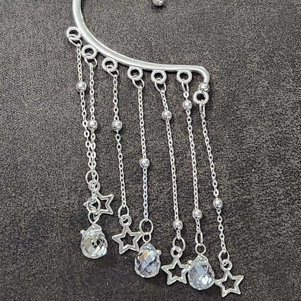 Single Silver Star Dangle Ear Cuffs - image 1